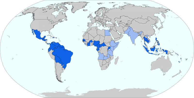 Rozšíření viru Zika na začátku roku 2016